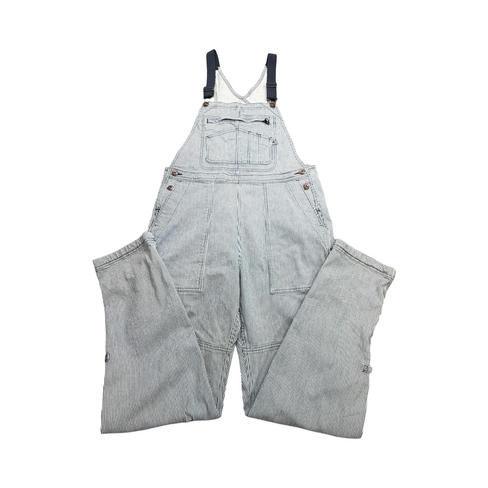 Duluth Trading Co Overalls Womens Mx31 Blue Hickory Stripe Cotton Blend Western